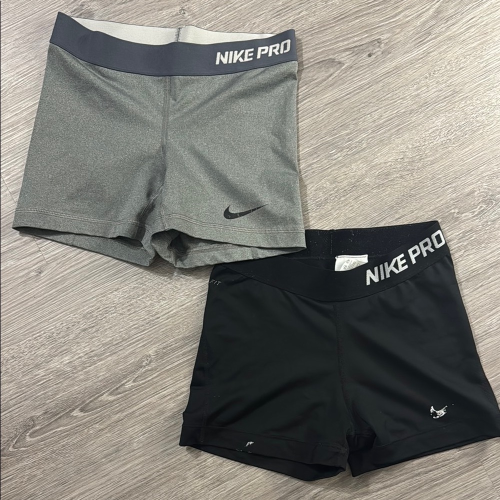 Nike Gray and Black Compression Shorts
